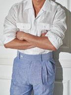 Men’s White Formal Shirt with Double Pockets – Premium Cotton Long Sleeve