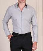 Old Money Light Grey One Piece Collar Shirt  | THE ROYAL COLLAR®