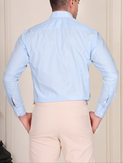 Old Money Powder Blue One Piece Collar Shirt by THE ROYAL COLLAR™
