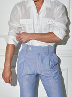 Men’s White Formal Shirt with Double Pockets – Premium Cotton Long Sleeve